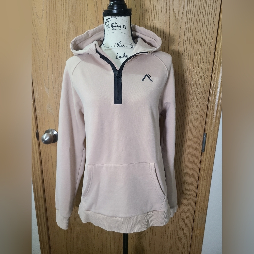 Alphalete Comfort Fleece beige half zip hoodie